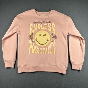 SmileyWorld Sweatshirt Girls 10 Pink Endless Positivity Fleece Graphic Pullover